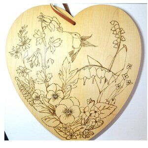 Wooden Heart Wood Burned Design Stamped 1986 BFD Wall Decor